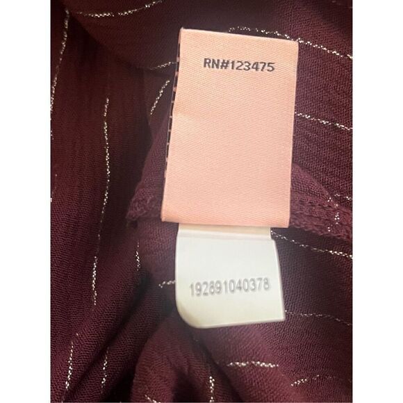 Juicy Couture Vintage Burgundy Wrap Top Metallic Long Bell Sleeve Plus Size Blou - Picture 7 of 7